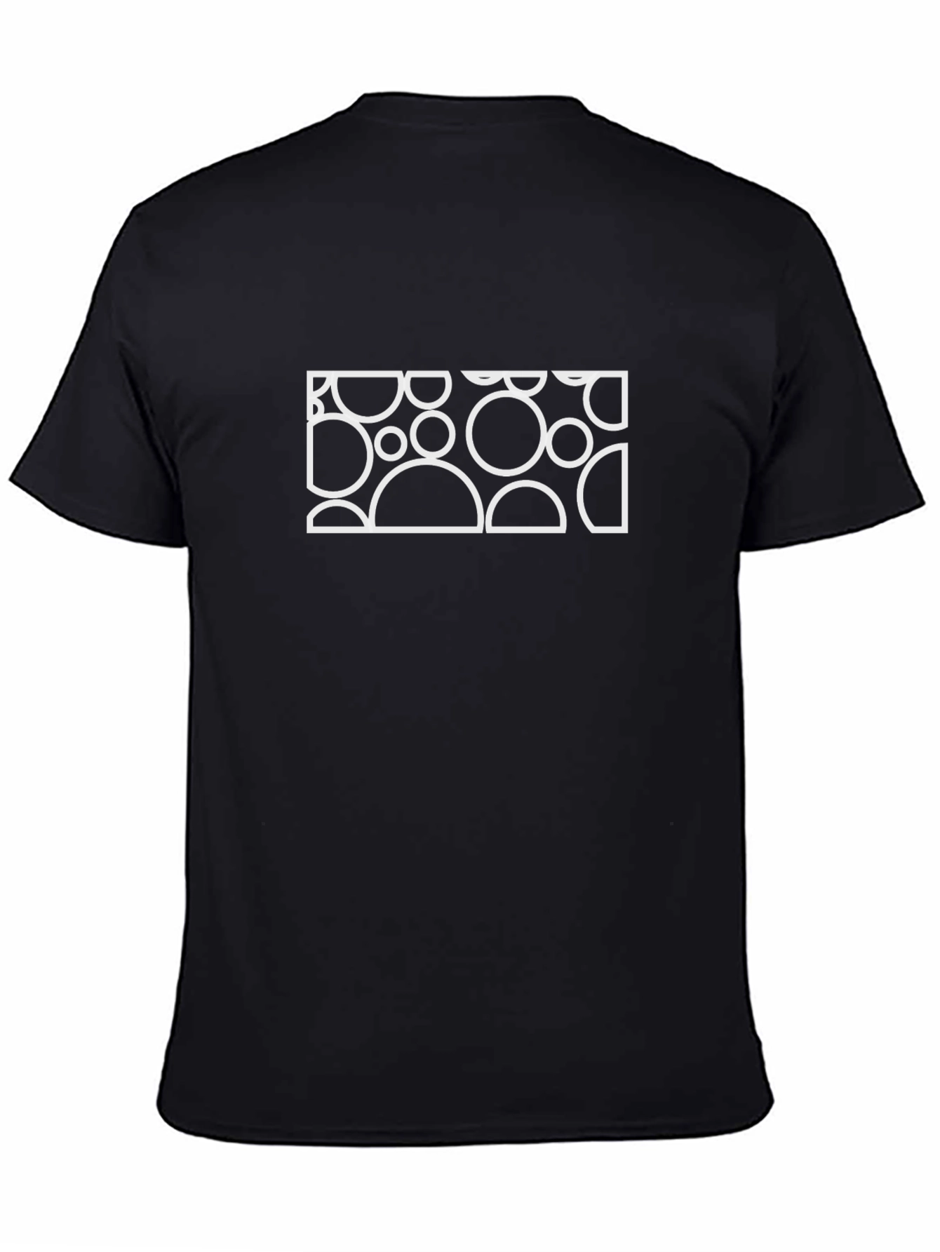 Geometric Circle Design Black T-Shirt