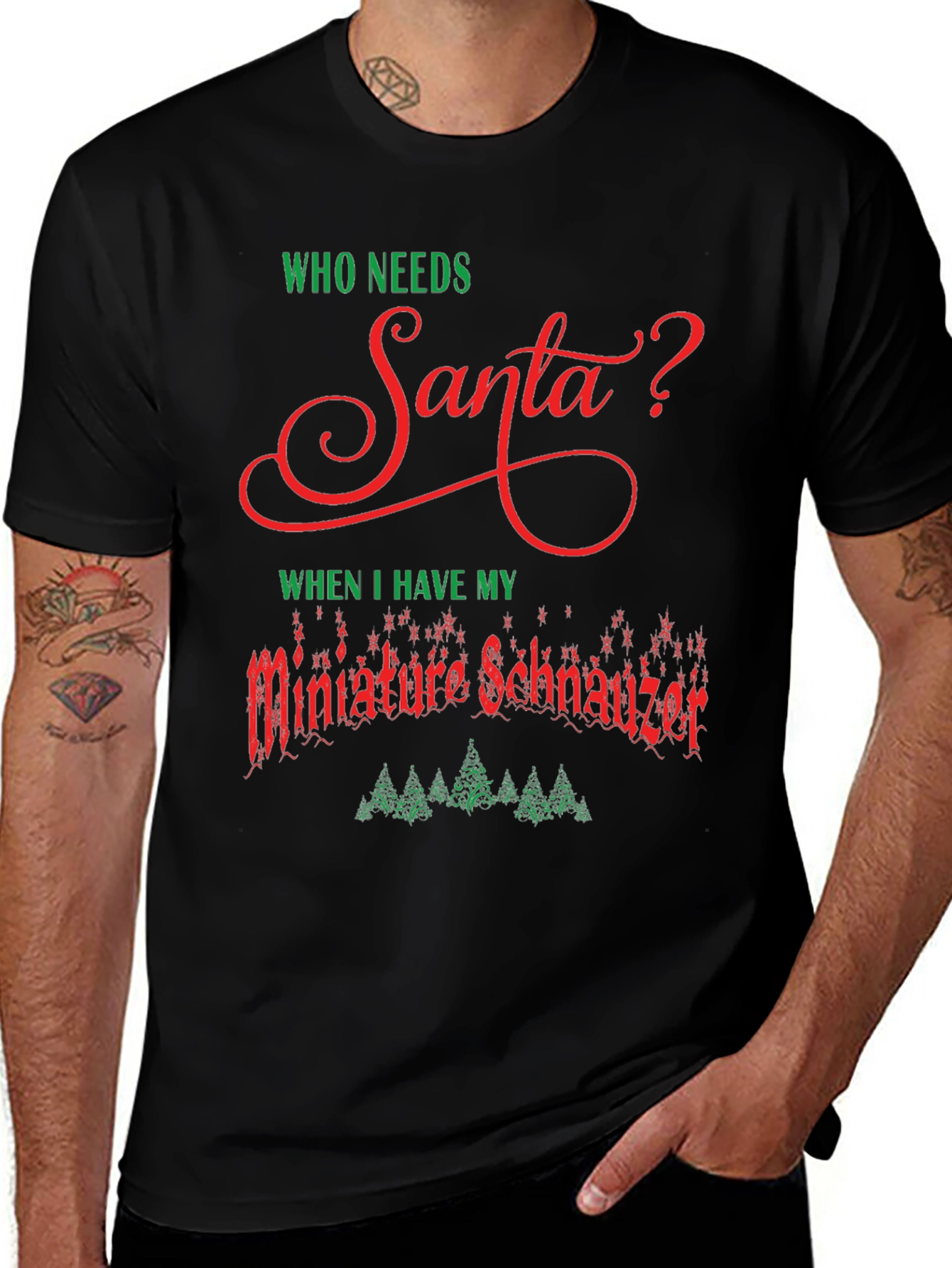 Funny Dog Christmas T-Shirt: Miniature Schnauzer Santa?
