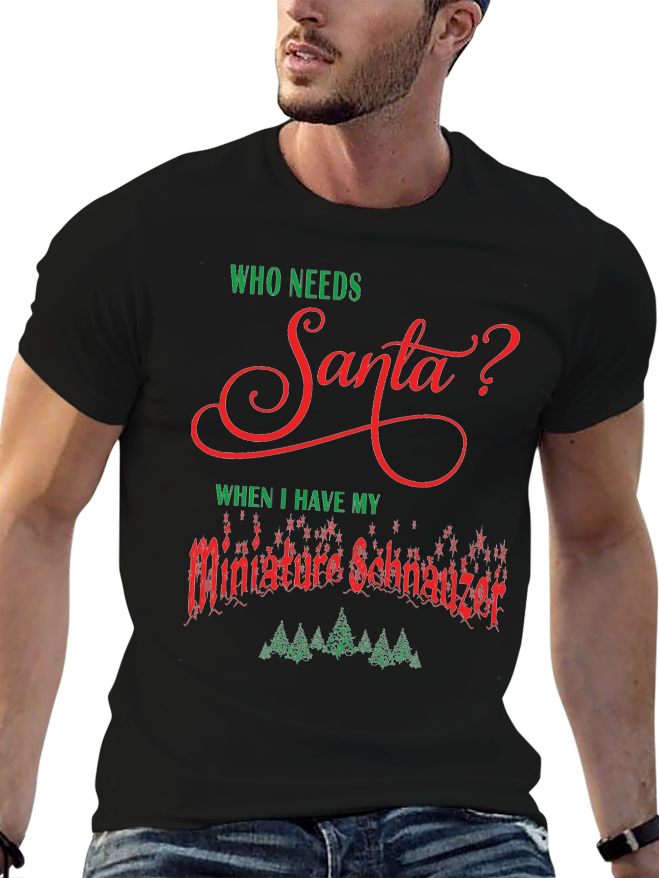 Funny Dog Christmas T-Shirt: Miniature Schnauzer Santa?