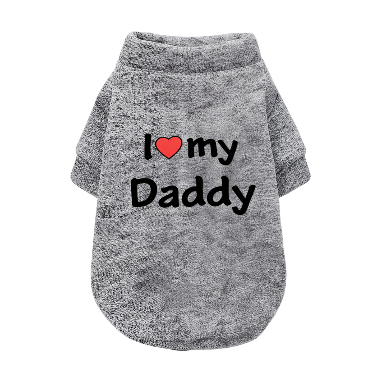 I Love My Daddy Red Heart Heather Grey Dog Sweater