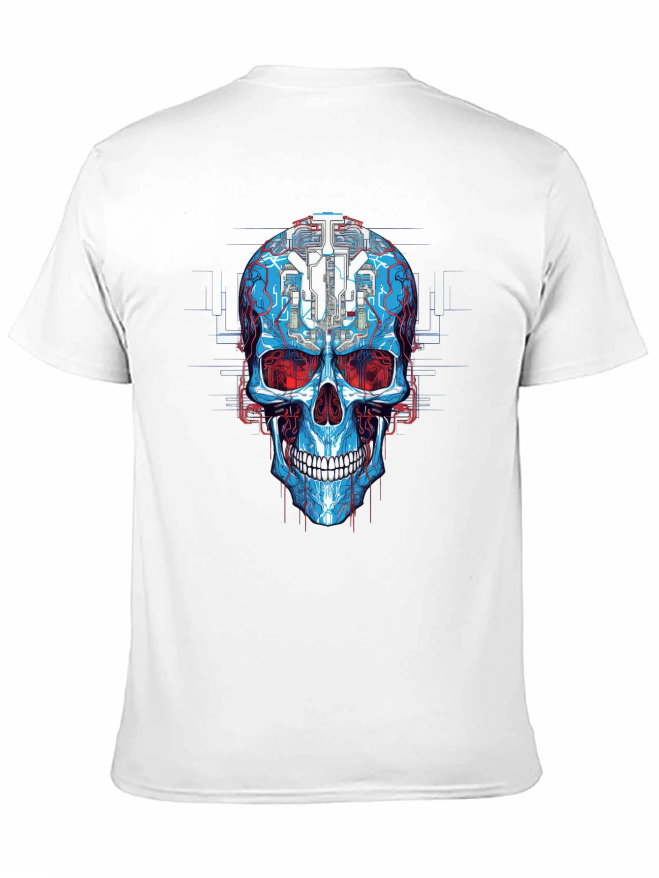 Cyberpunk Skull Graphic Tee - Futuristic Design