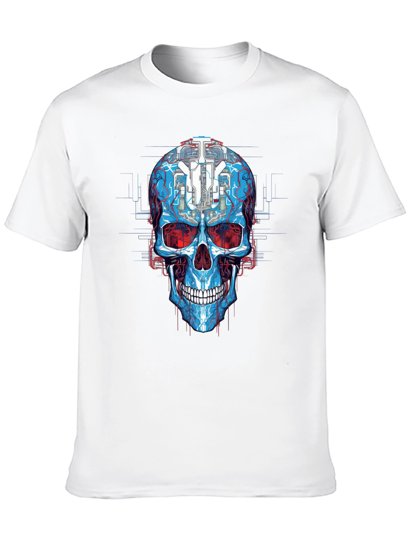 Cyberpunk Skull Graphic Tee - Futuristic Design