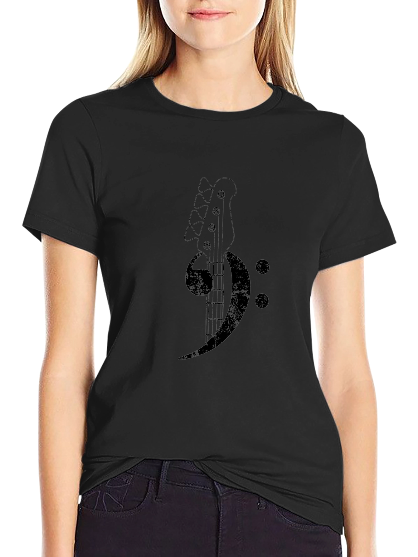 Bass Clef Guitar Graphic Tee - Musician Style