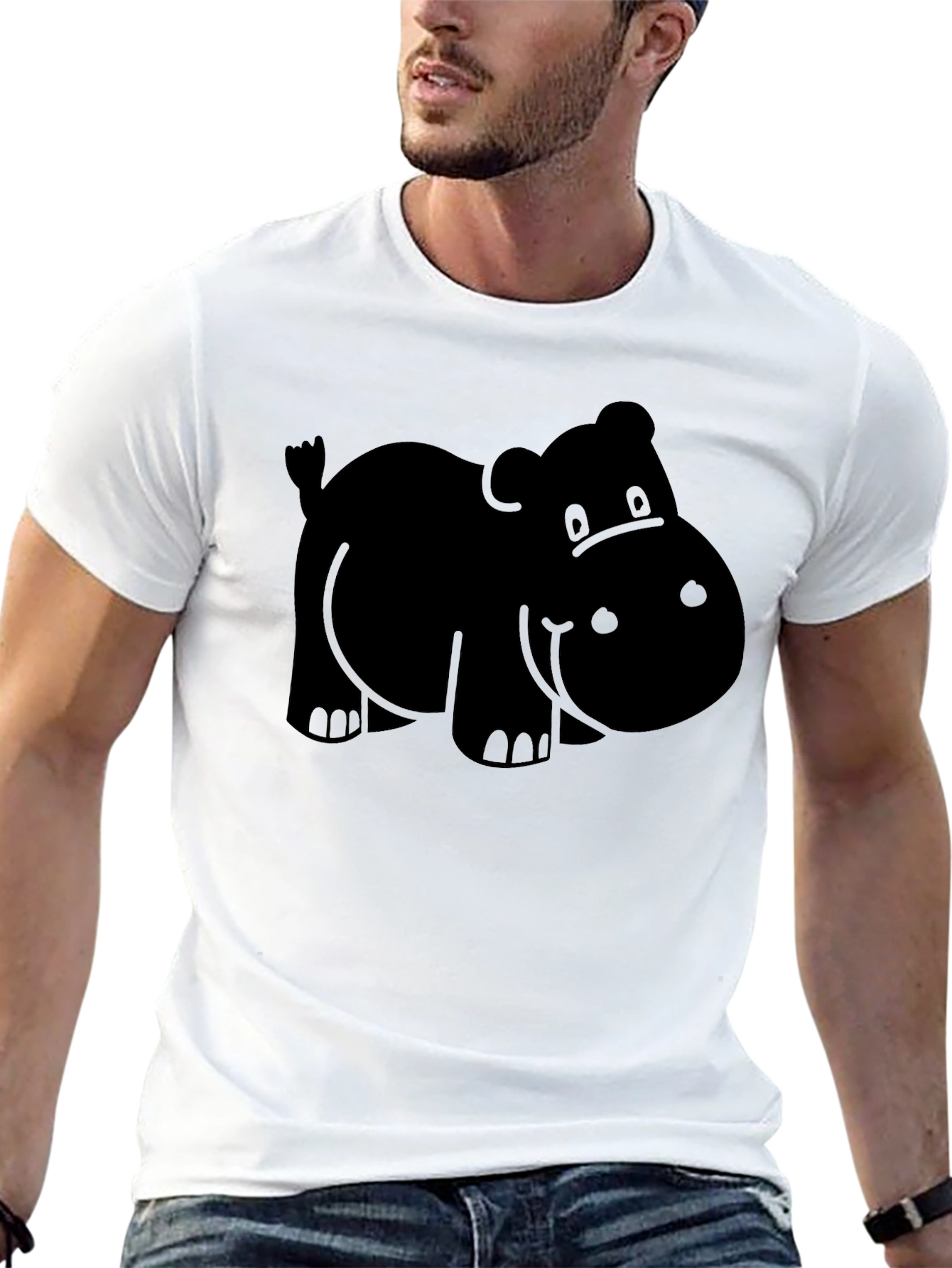 Hippo Graphic Tee - Black Cotton Comfort