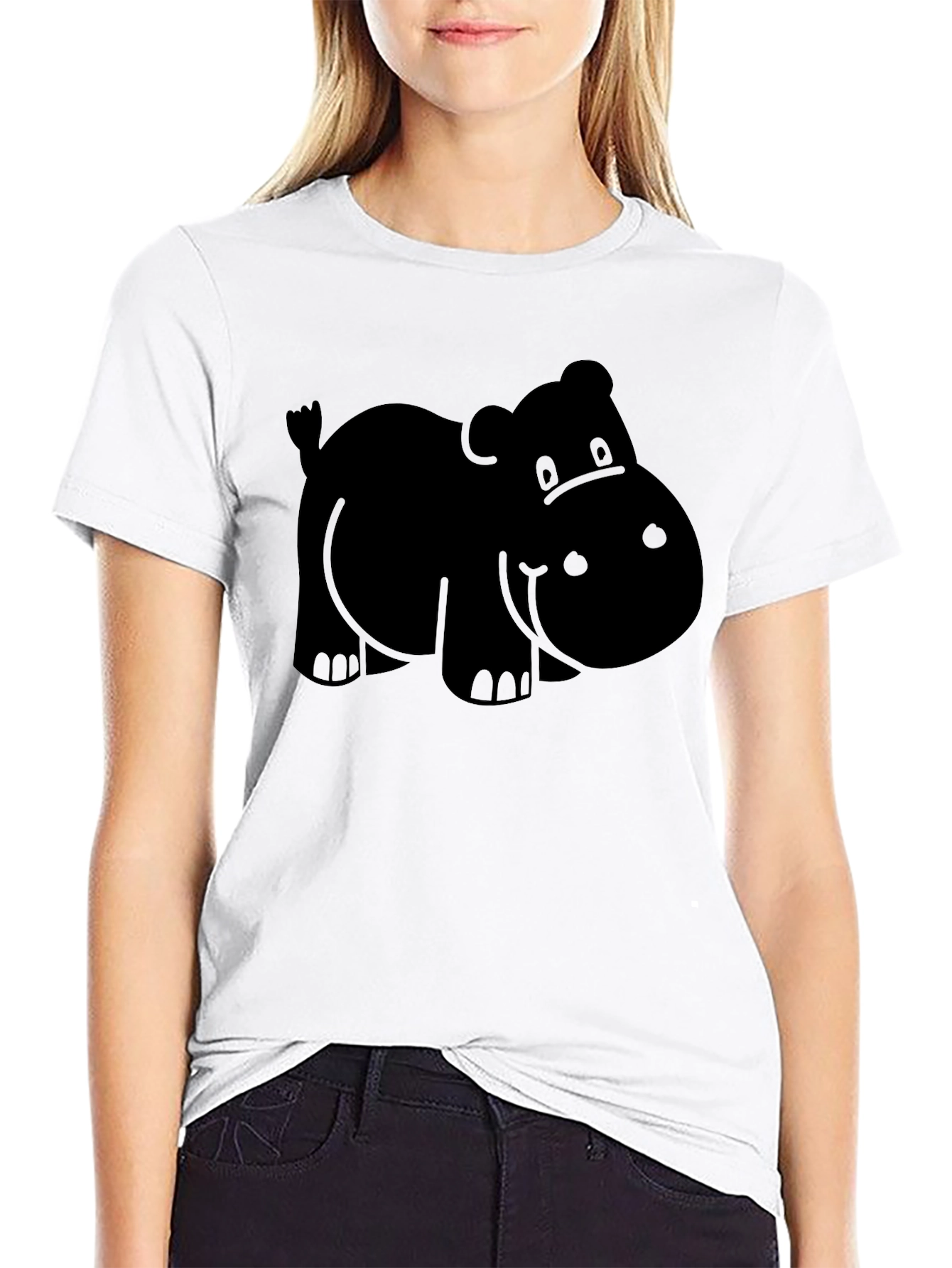 Hippo Graphic Tee - Black Cotton Comfort