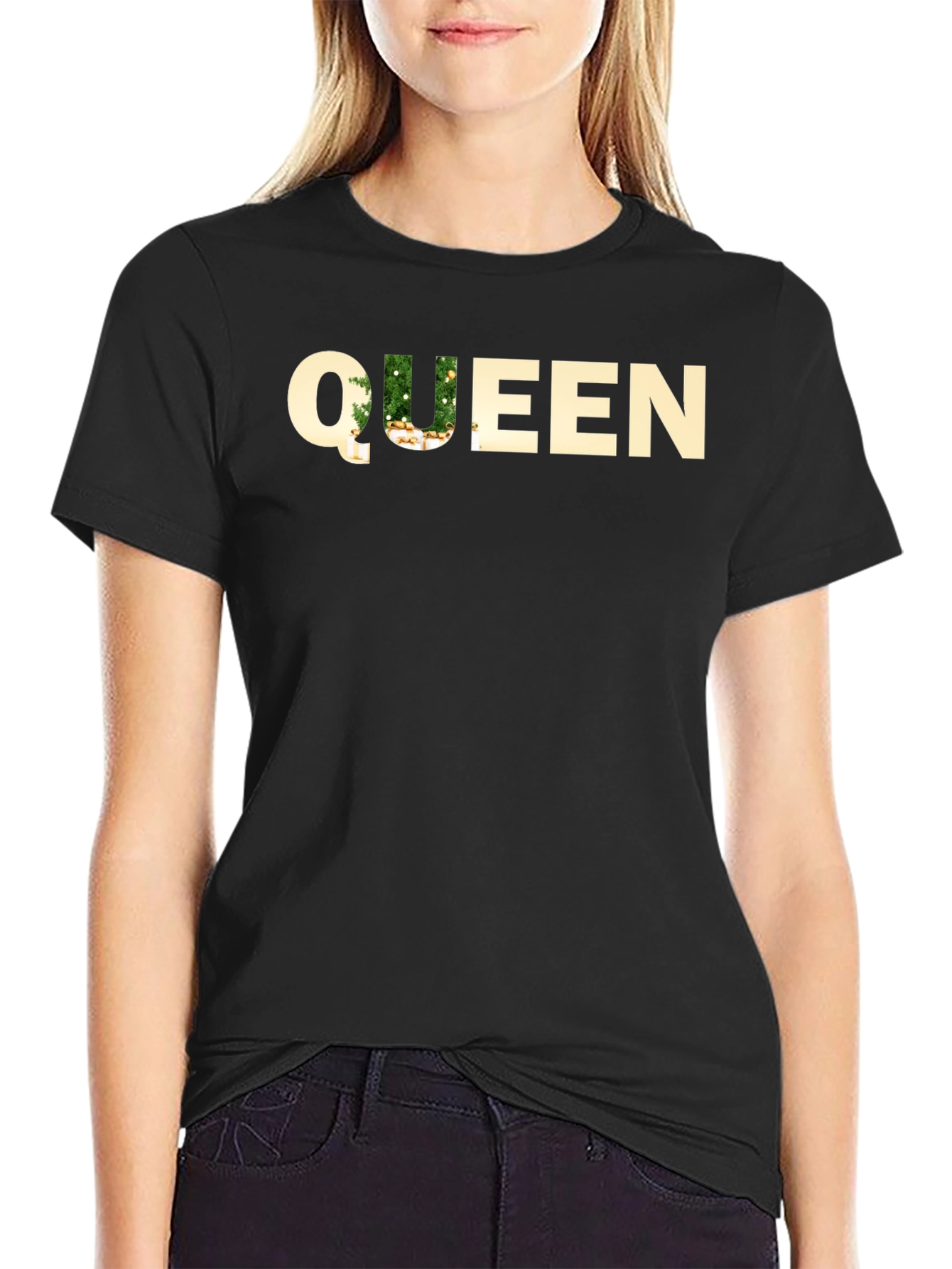 Queen Christmas Tree Black T-Shirt