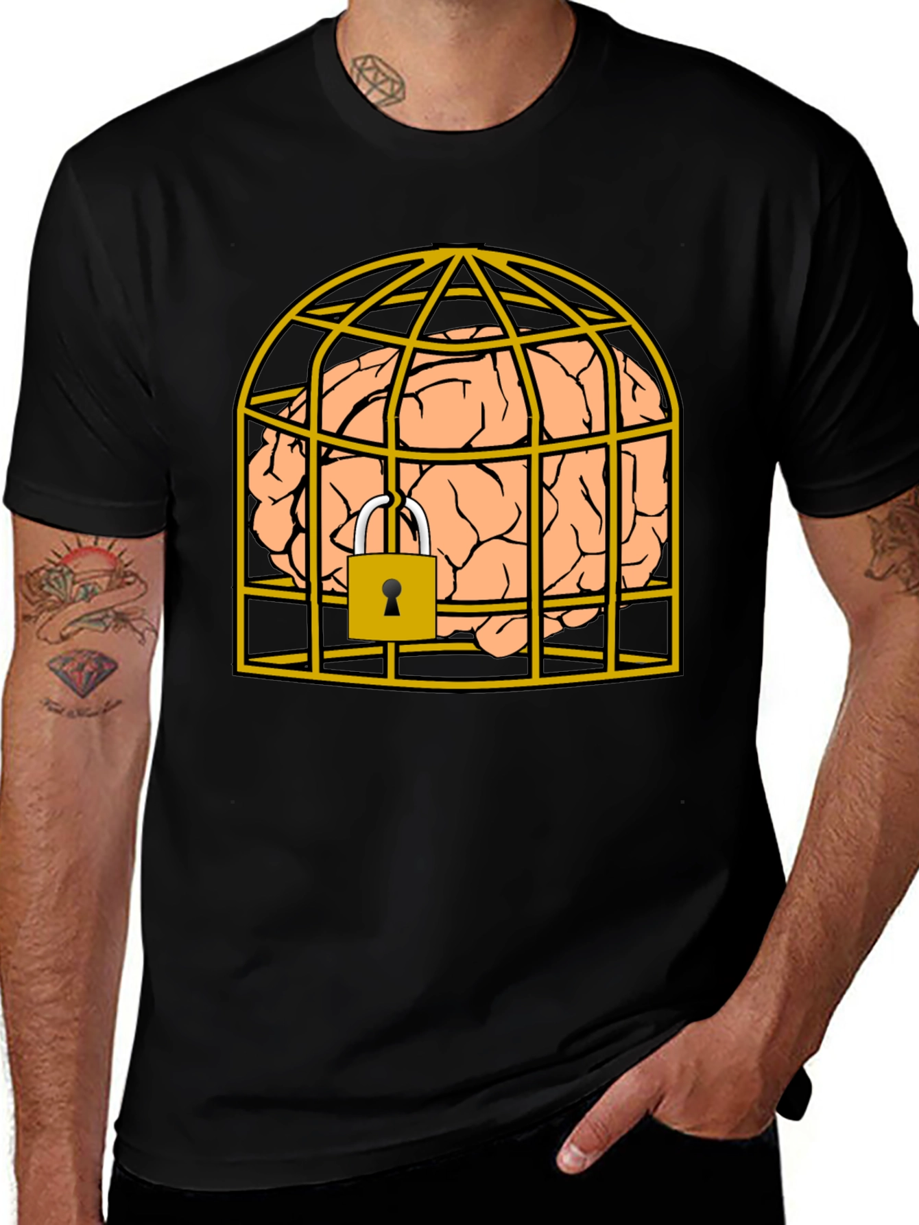 Caged Brain T-Shirt - Unlock Your Style