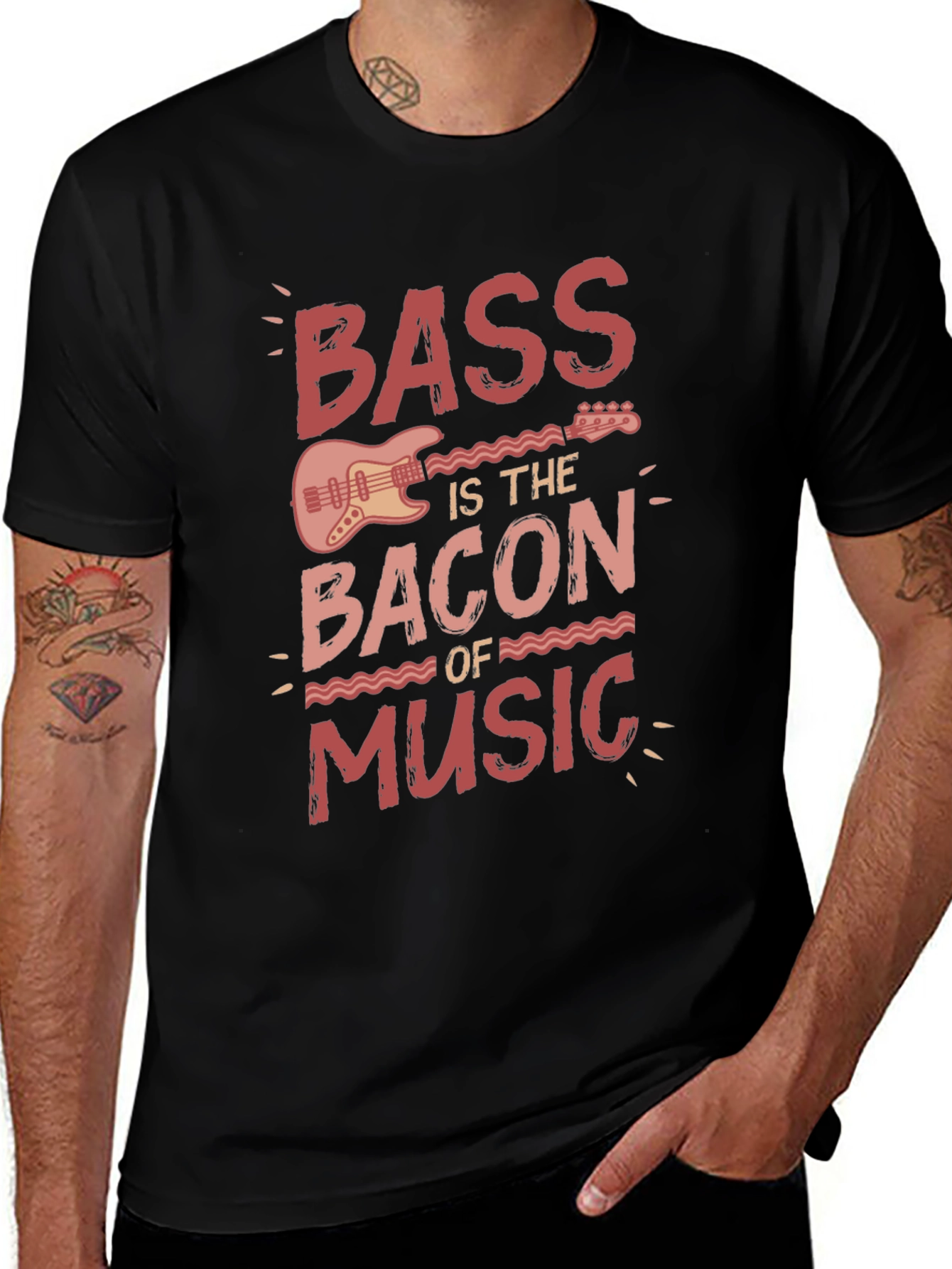Bass is the Bacon of Music Black Graphic Tee