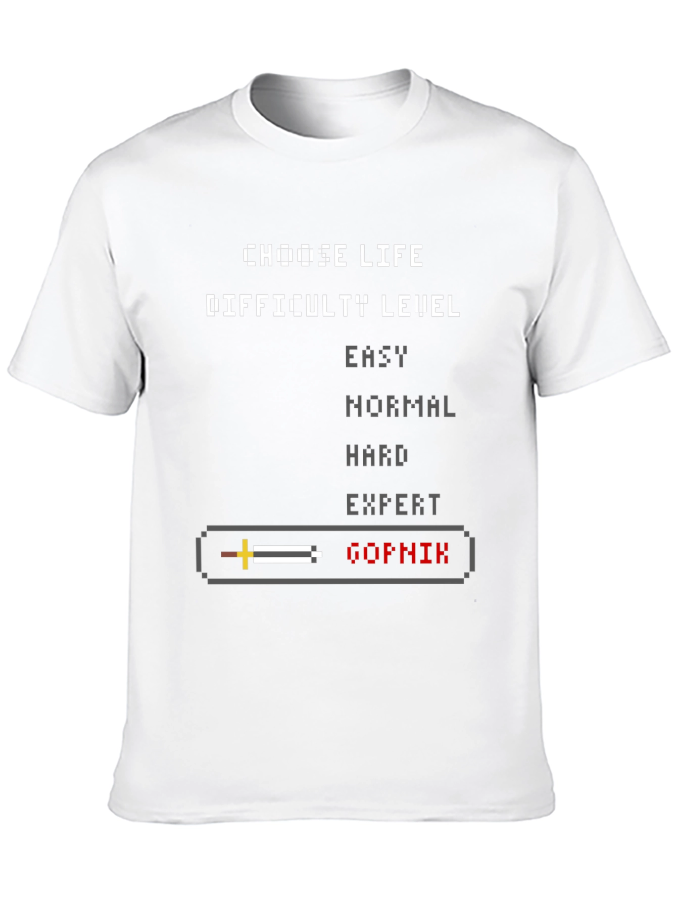 Choose Life Difficulty Level Pixel Art Graphic T-Shirt