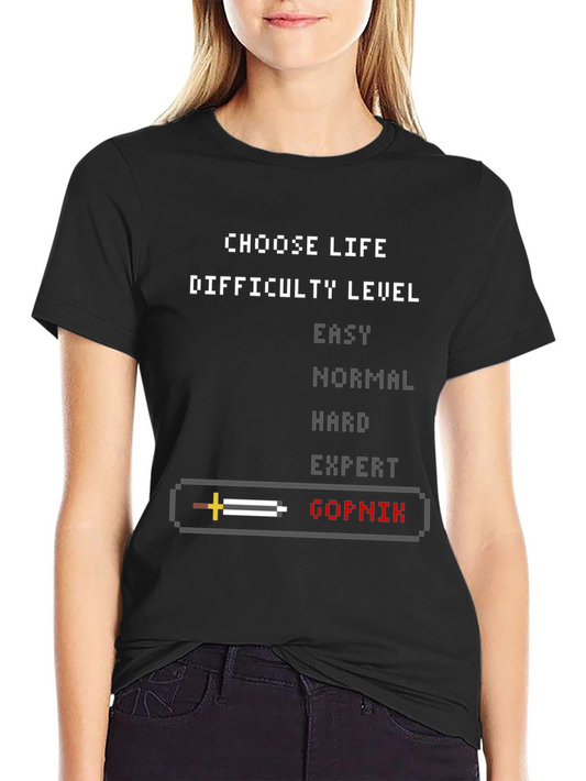 Choose Life Difficulty Level Pixel Art Graphic T-Shirt