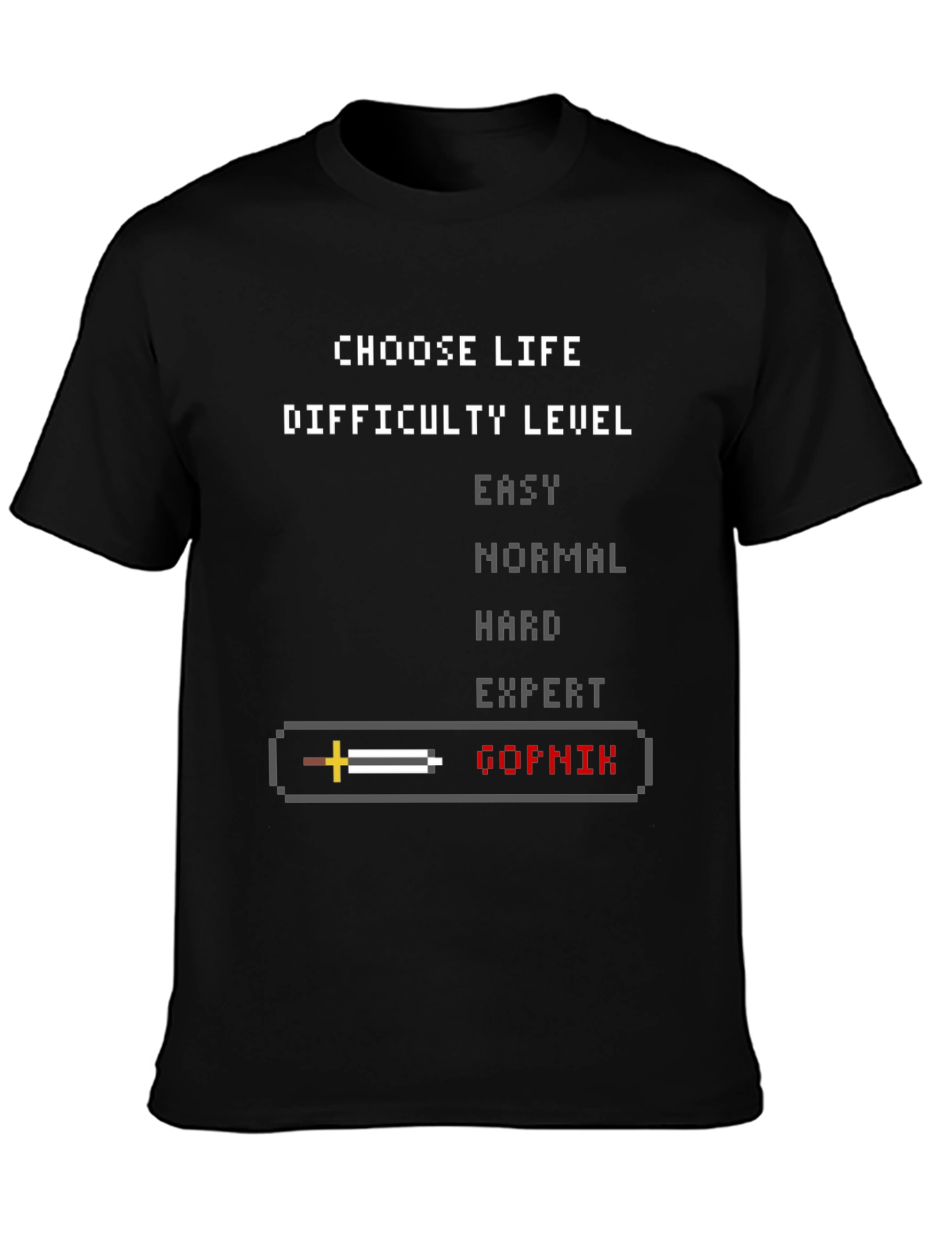 Choose Life Difficulty Level Pixel Art Graphic T-Shirt