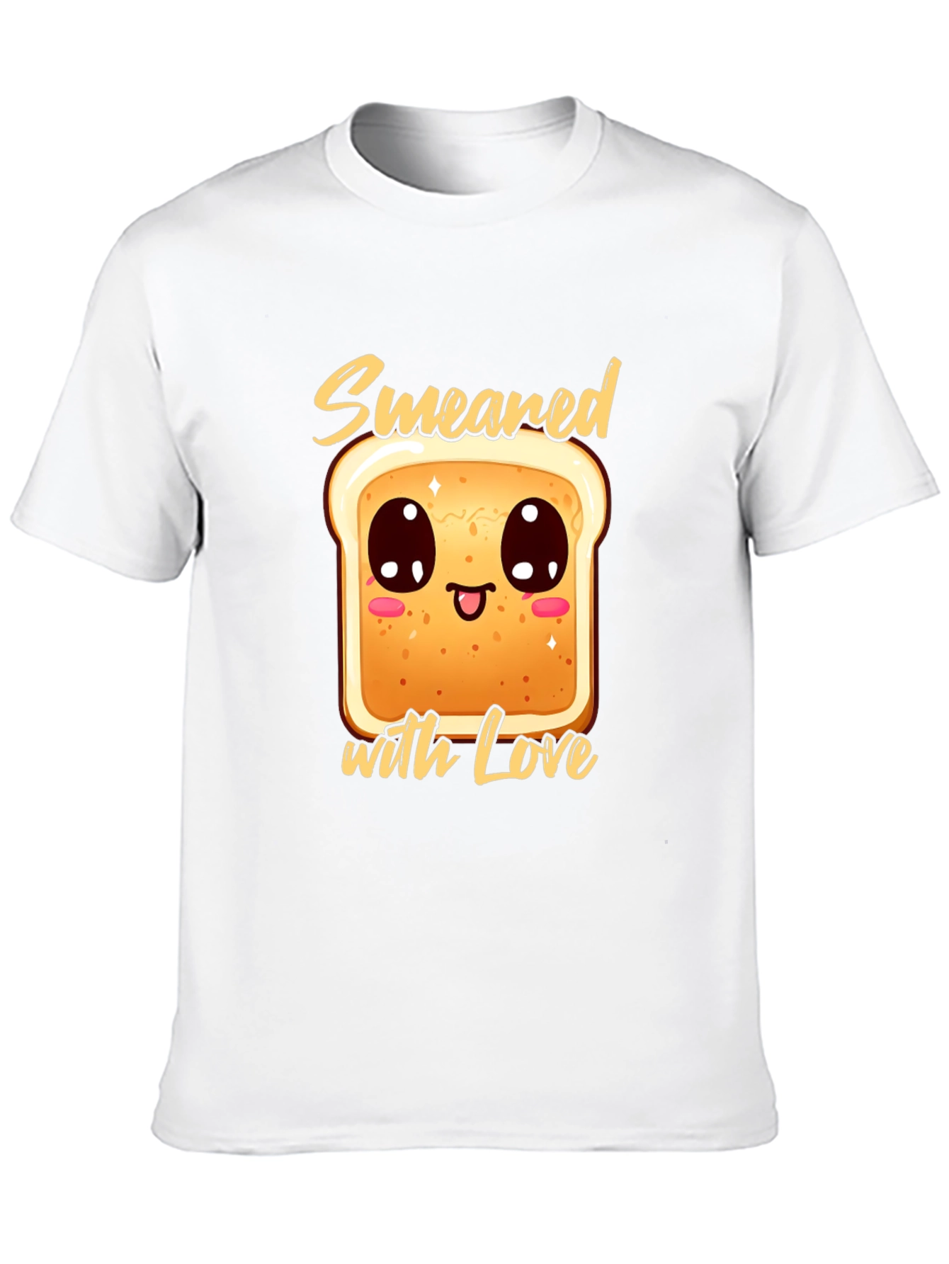 Cute Smear Bread with Love Black T-Shirt