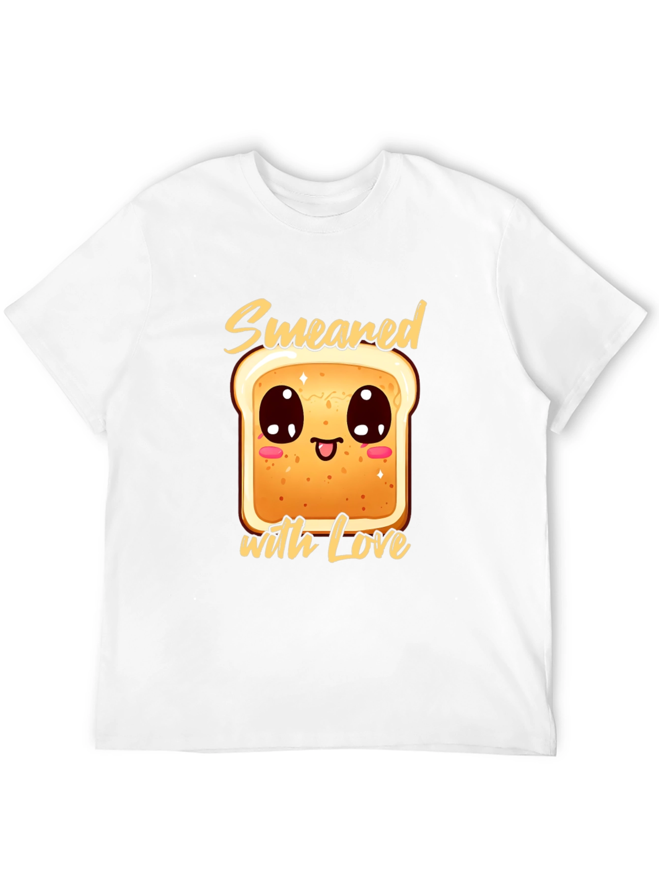 Cute Smear Bread with Love Black T-Shirt