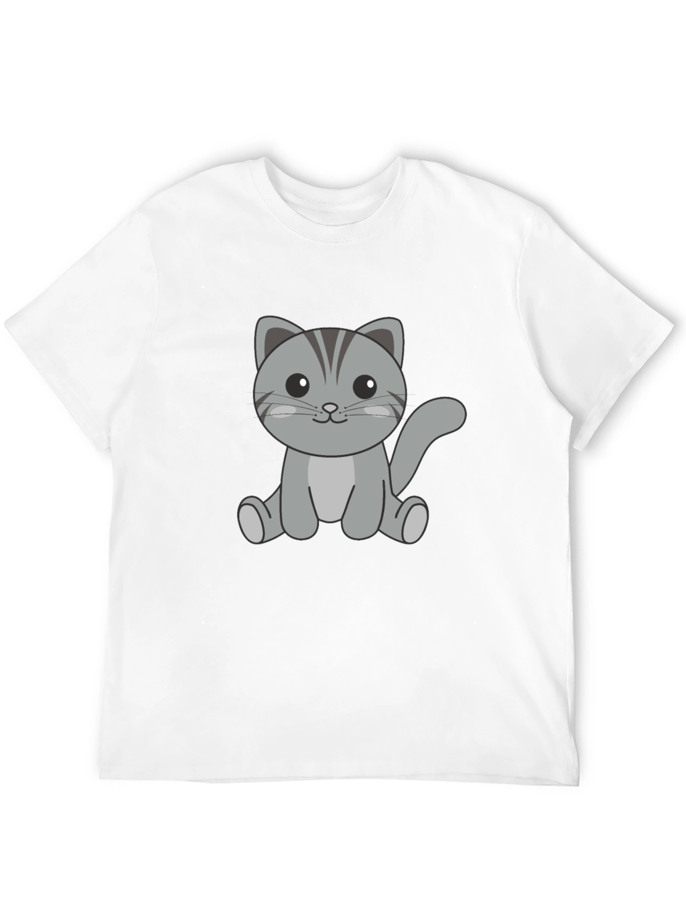 Cute Cat Graphic Print Black T-Shirt