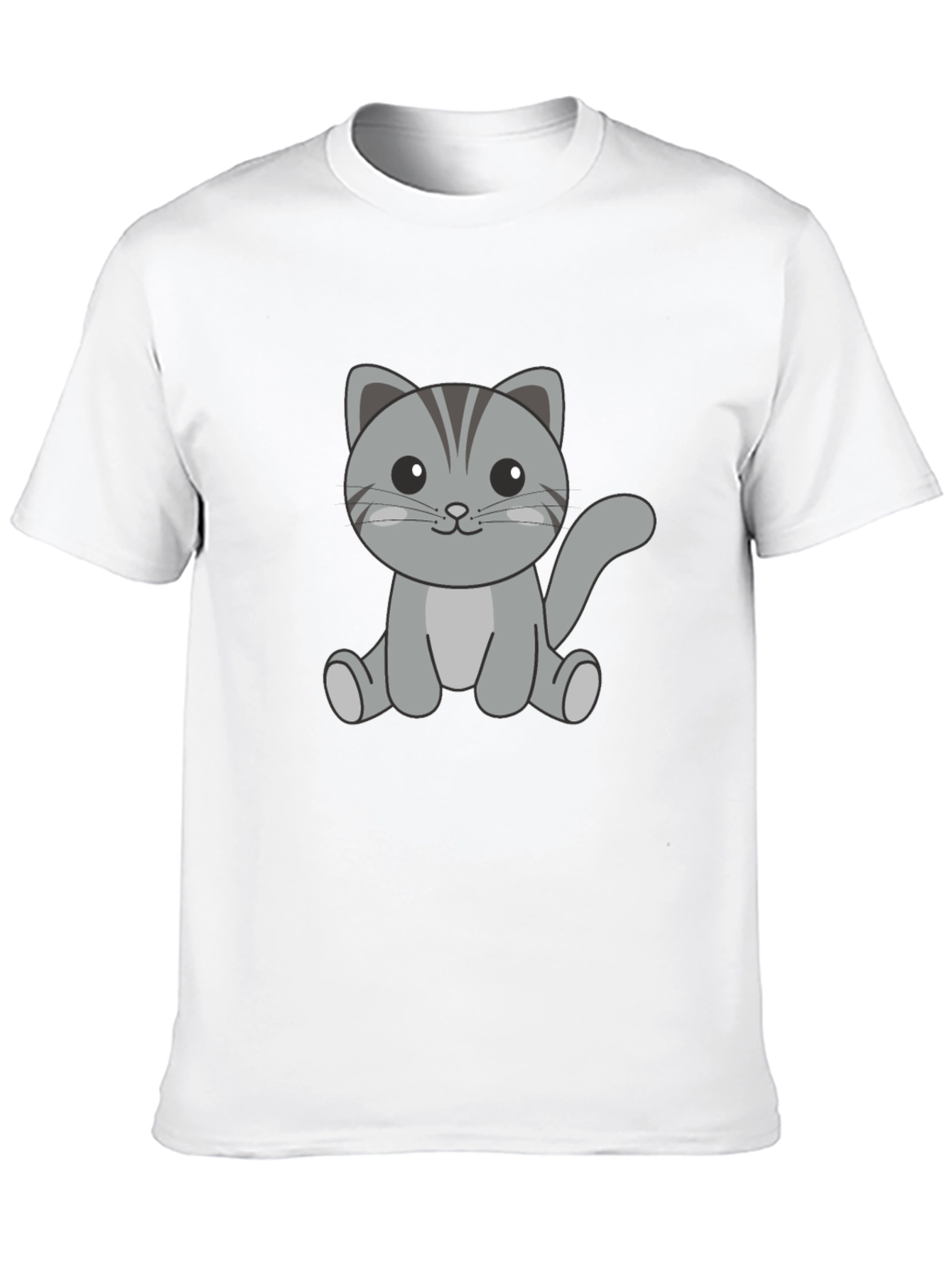 Cute Cat Graphic Print Black T-Shirt