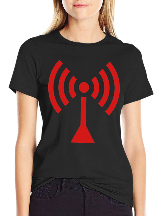 Black T-Shirt with Red WiFi Signal Design