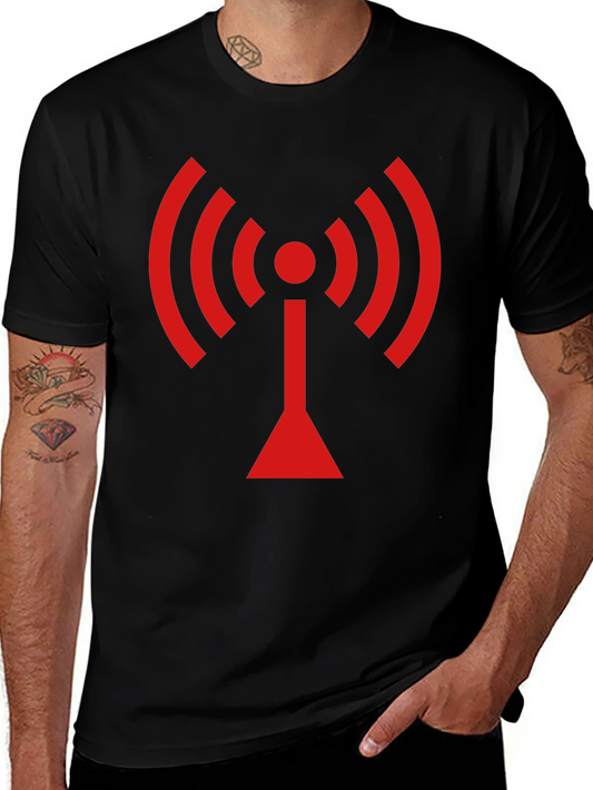 Black T-Shirt with Red WiFi Signal Design