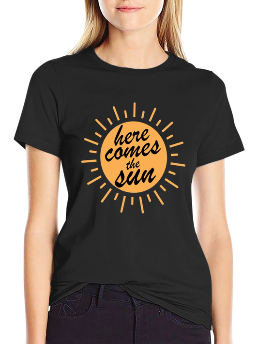 Here Comes the Sun Graphic Tee - Black Cotton T-Shirt