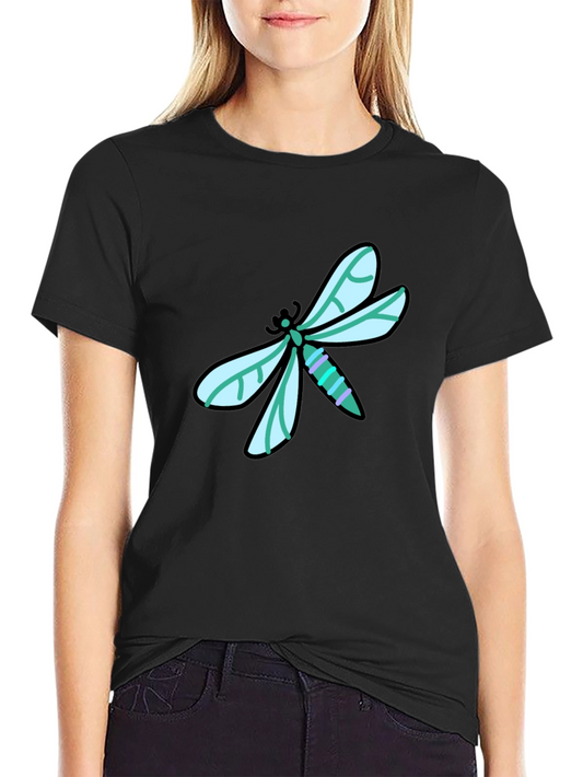 Dragonfly Graphic Tee - Black Cotton T-Shirt
