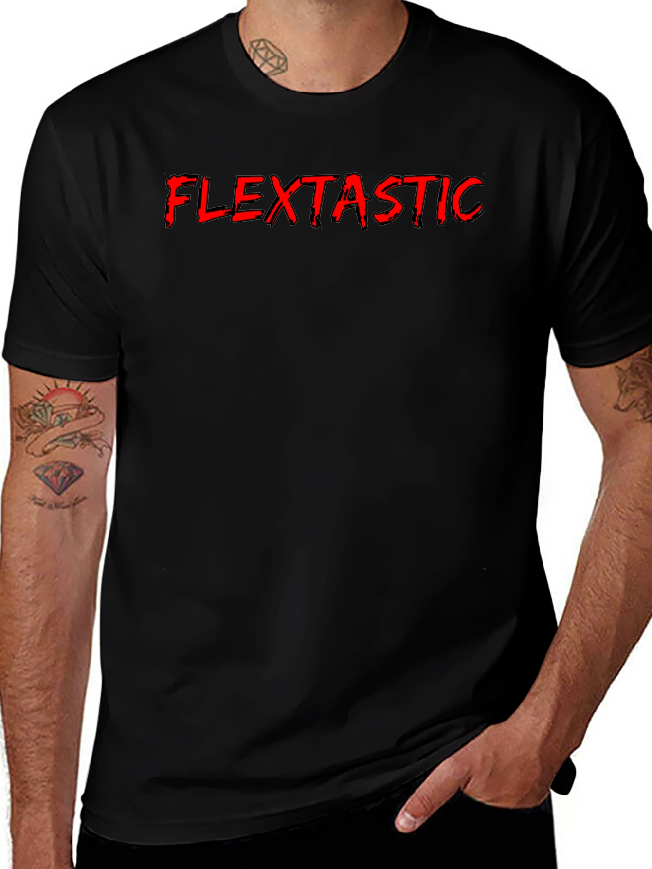 Flextastic Graphic Print Mens Black T-Shirt