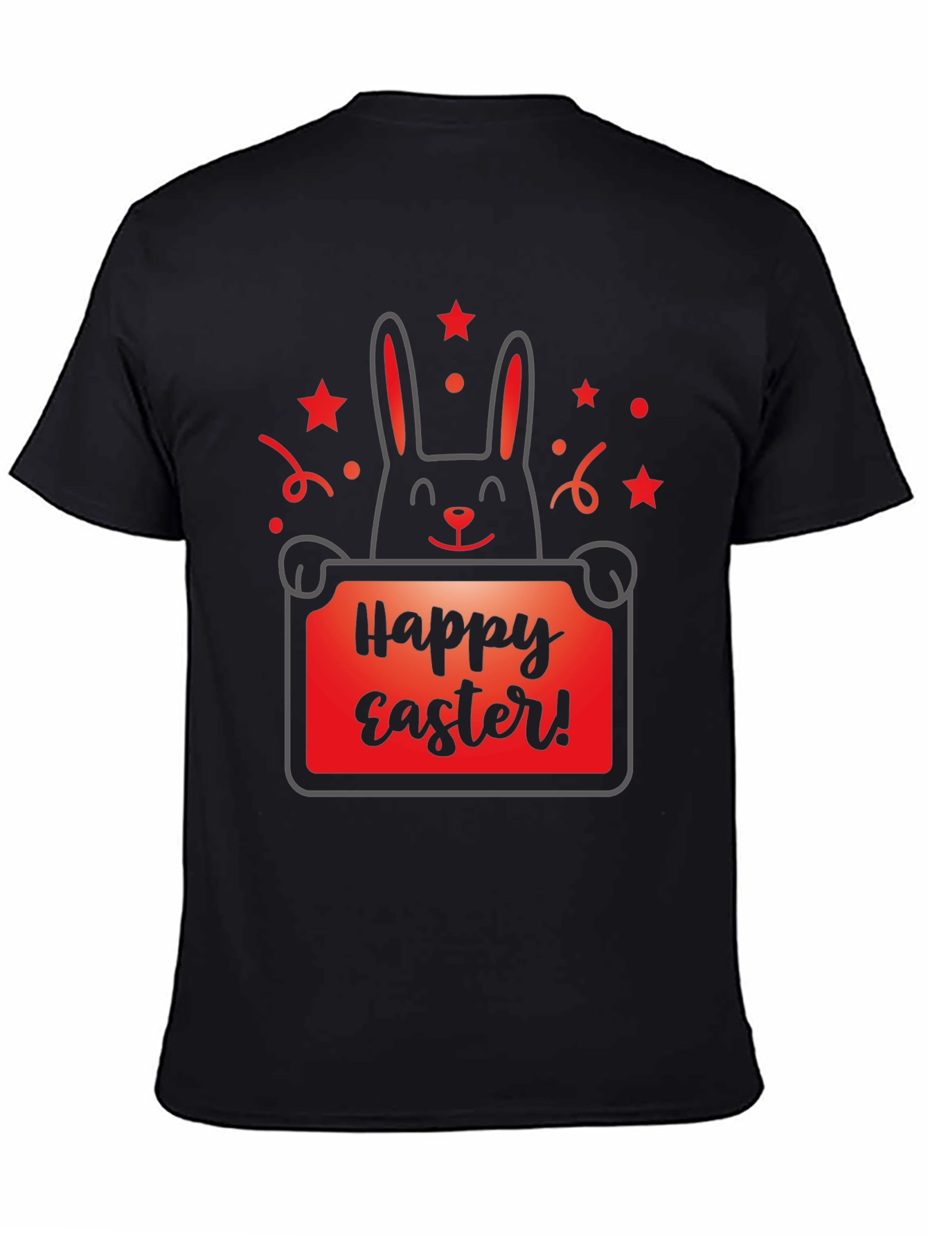 Happy Easter Bunny Graphic Tee - Black T-Shirt
