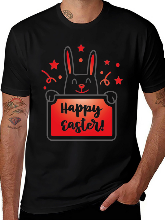 Happy Easter Bunny Graphic Tee - Black T-Shirt