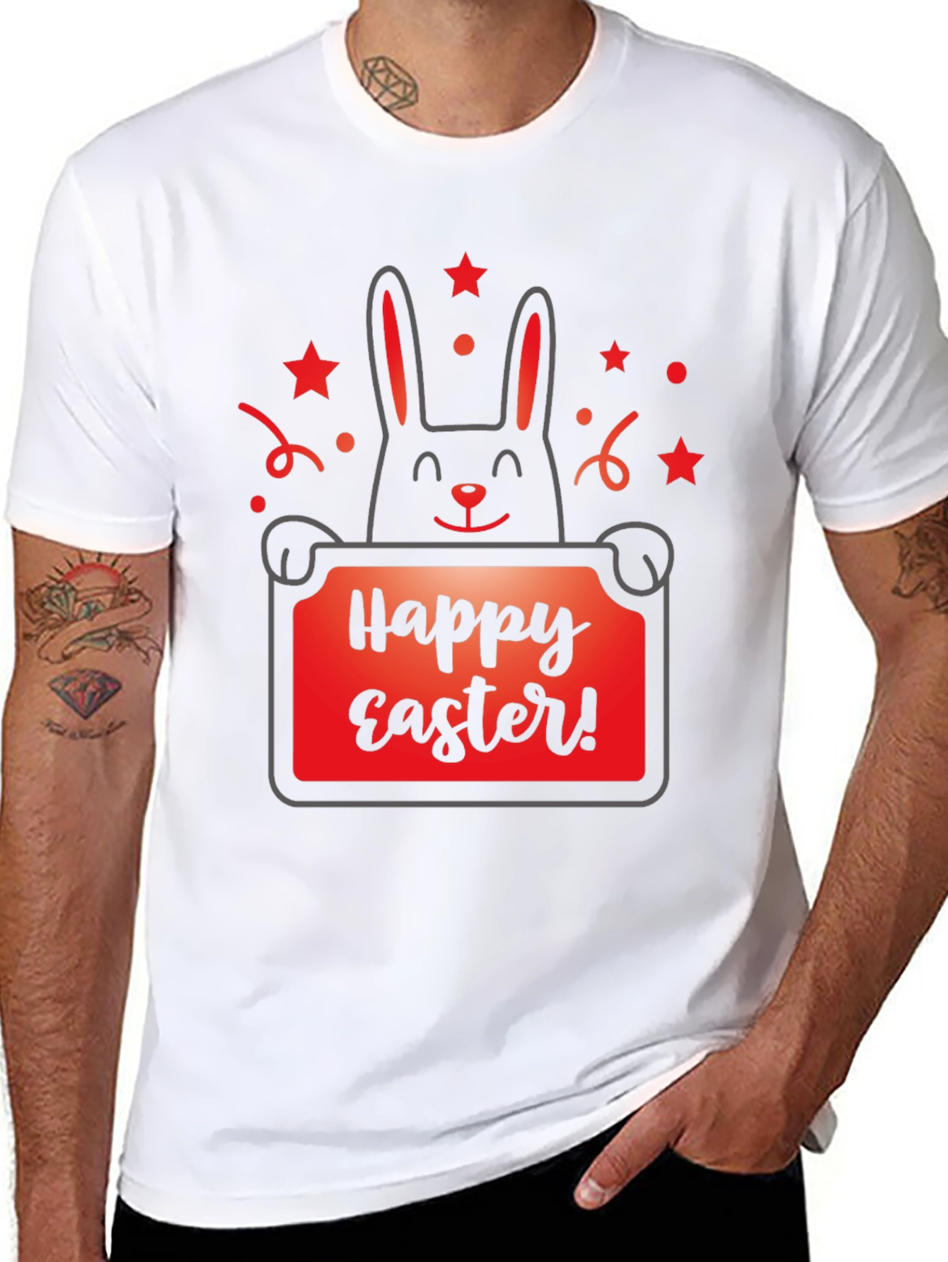 Happy Easter Bunny Graphic Tee - Black T-Shirt