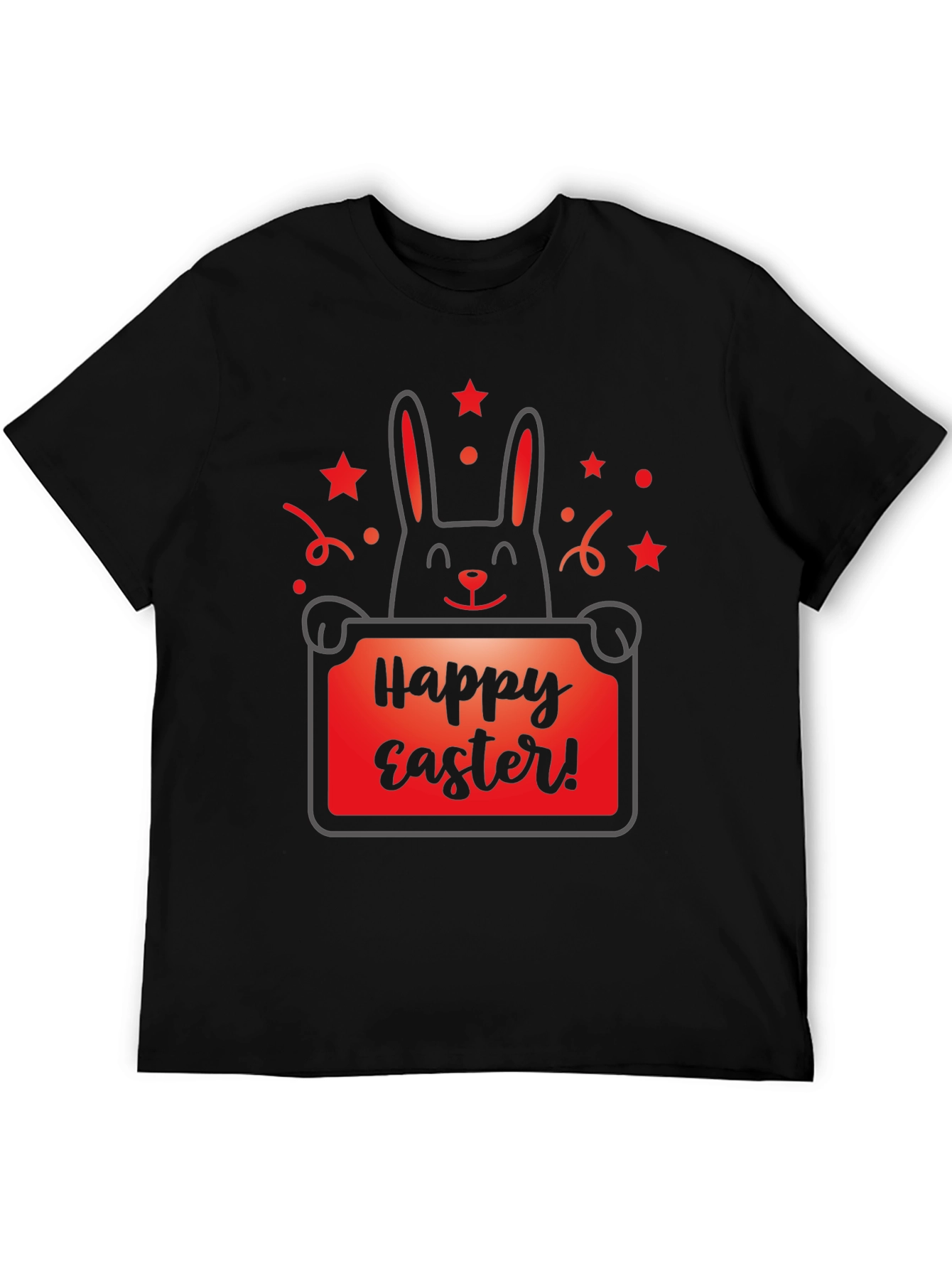 Happy Easter Bunny Graphic Tee - Black T-Shirt