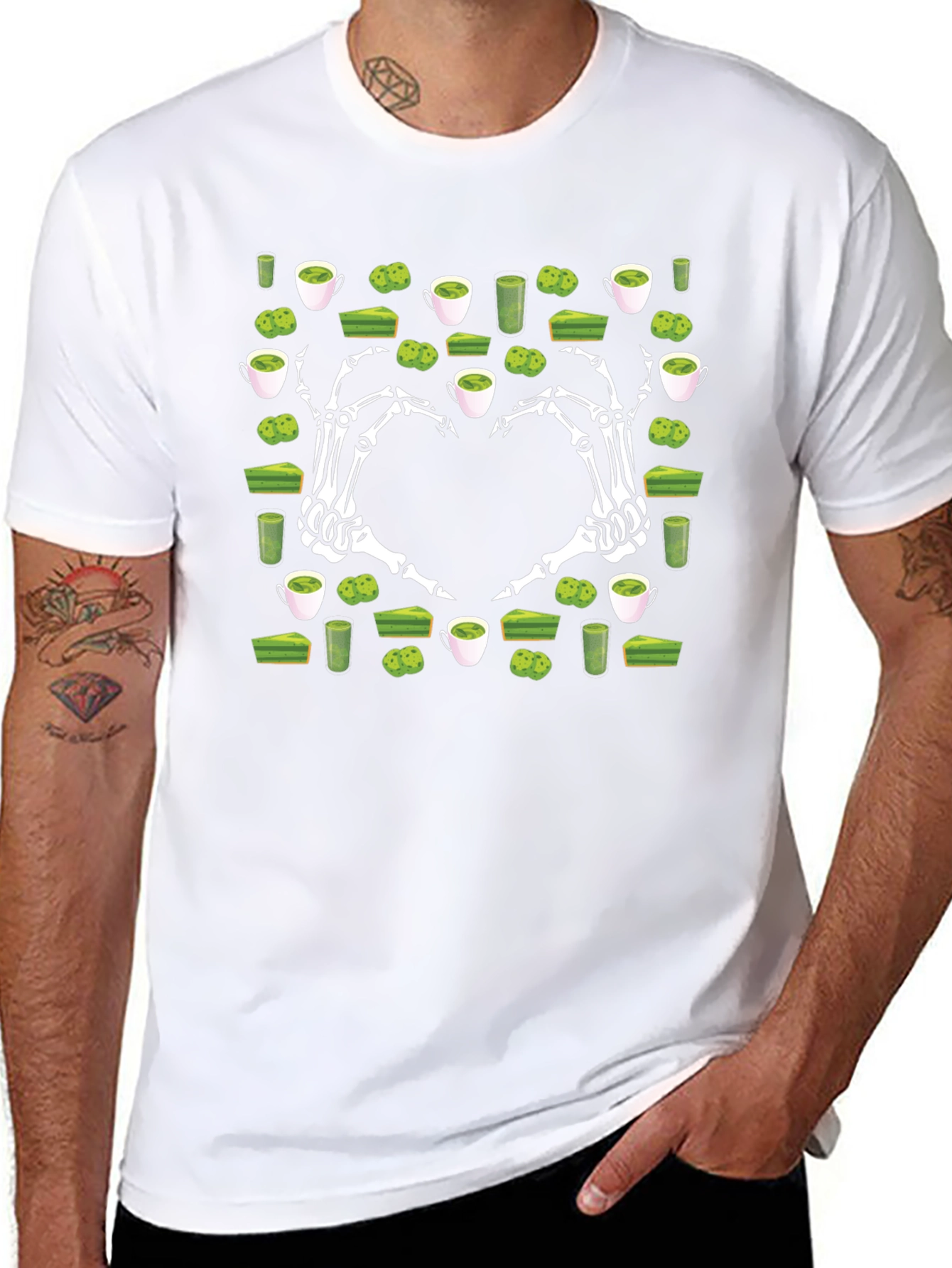 Matcha Lover T-Shirt Skeleton Hand Heart