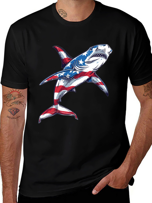 American Flag Shark Graphic Tee