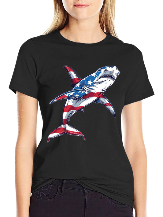 American Flag Shark Graphic Tee
