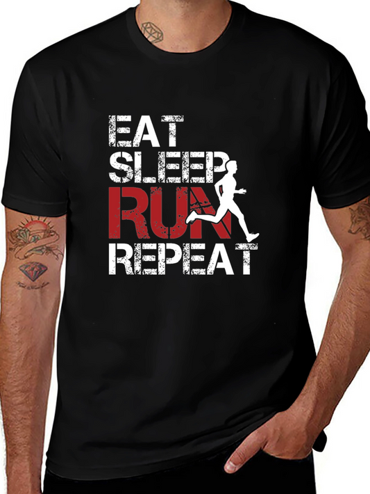 Eat Sleep Run Repeat Black Graphic Tee