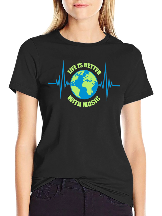 Life is Better with Music Earth Graphic Tee