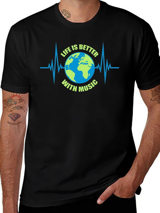 Life is Better with Music Earth Graphic Tee