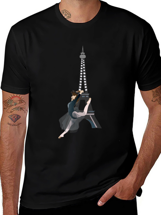Eiffel Tower Ballet Graphic Tee - Modern Art Shirt