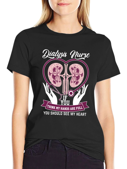 Dialysis Nurse Heart Graphic T-Shirt
