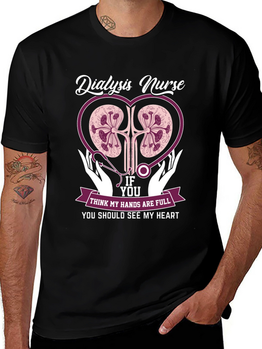 Dialysis Nurse Heart Graphic T-Shirt