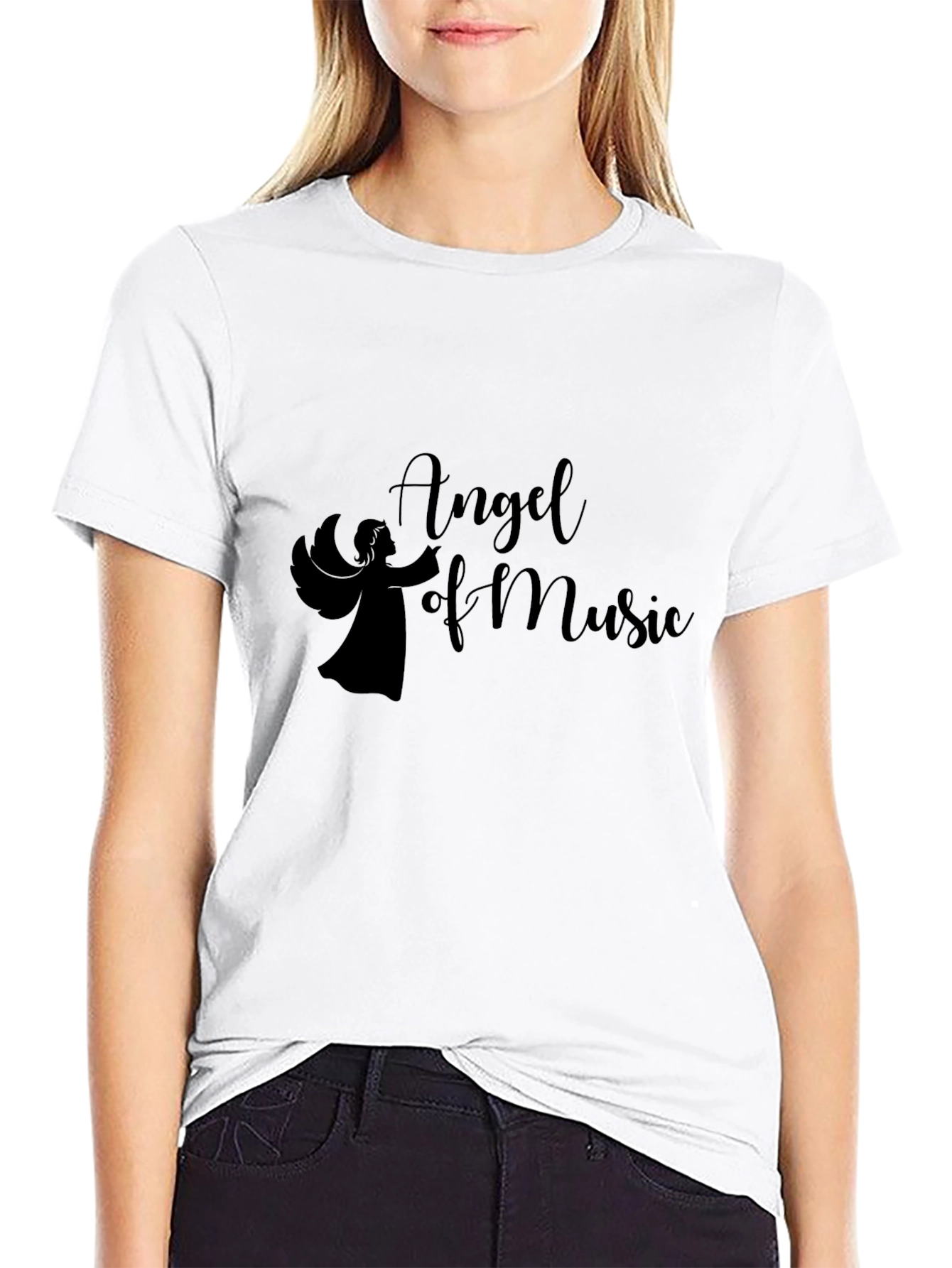 Angel of Music Graphic Tee - Black Softstyle Cotton