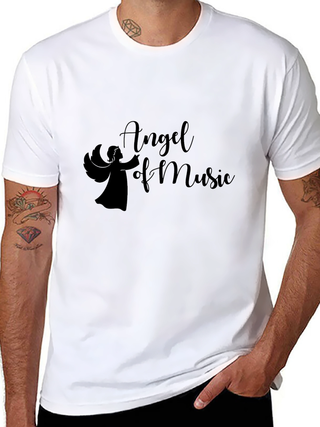Angel of Music Graphic Tee - Black Softstyle Cotton