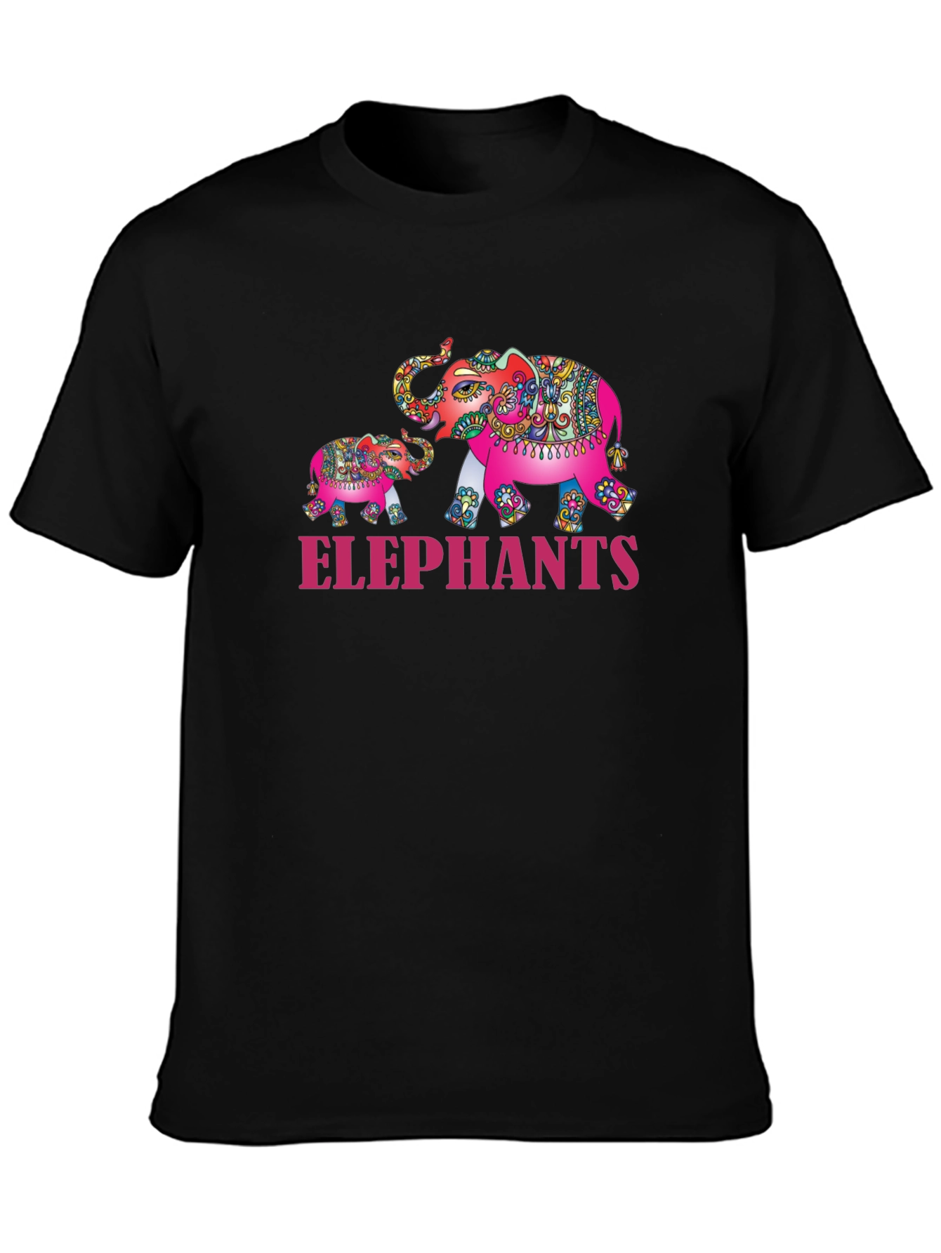 Elephant Family Graphic Tee - Black