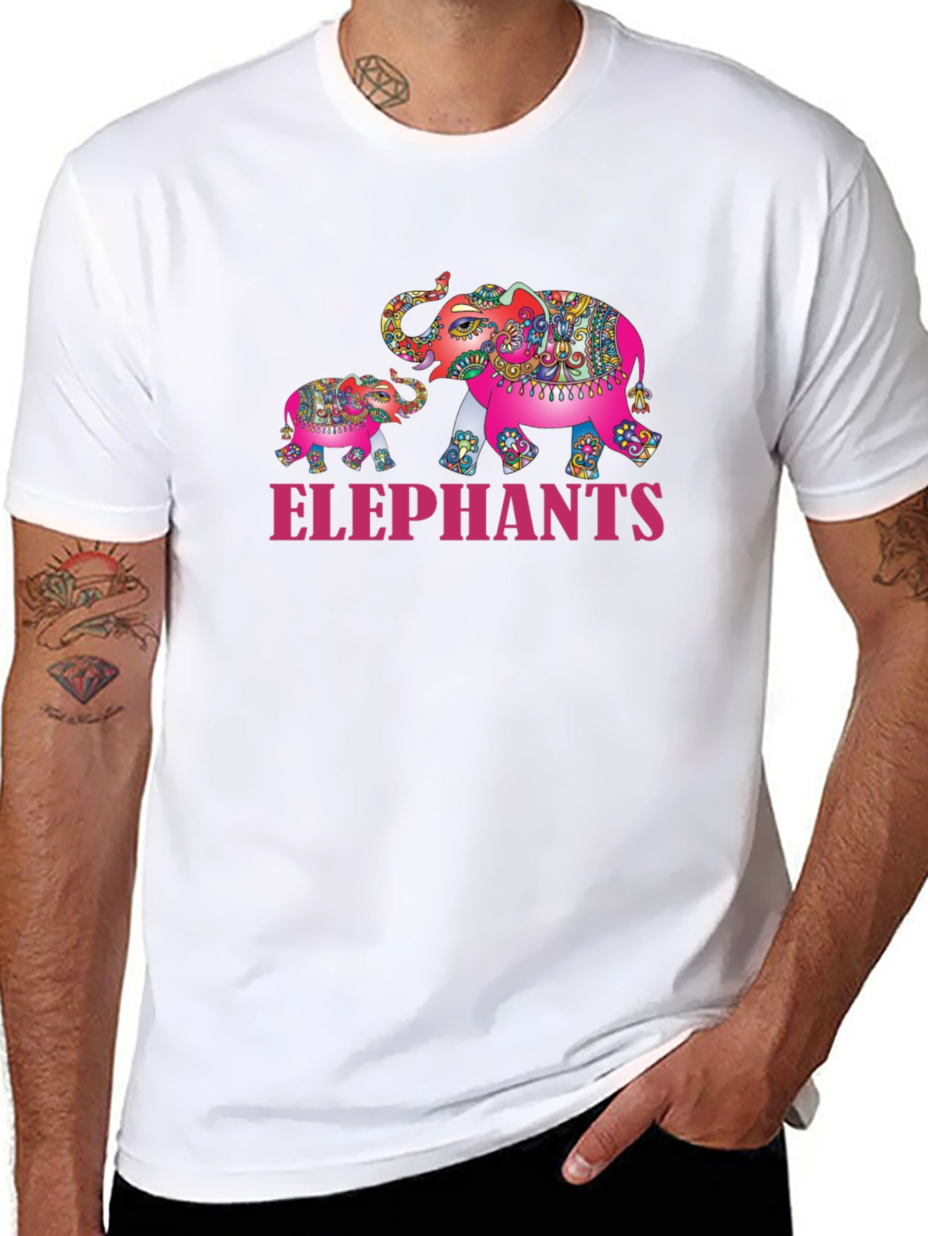 Elephant Family Graphic Tee - Black