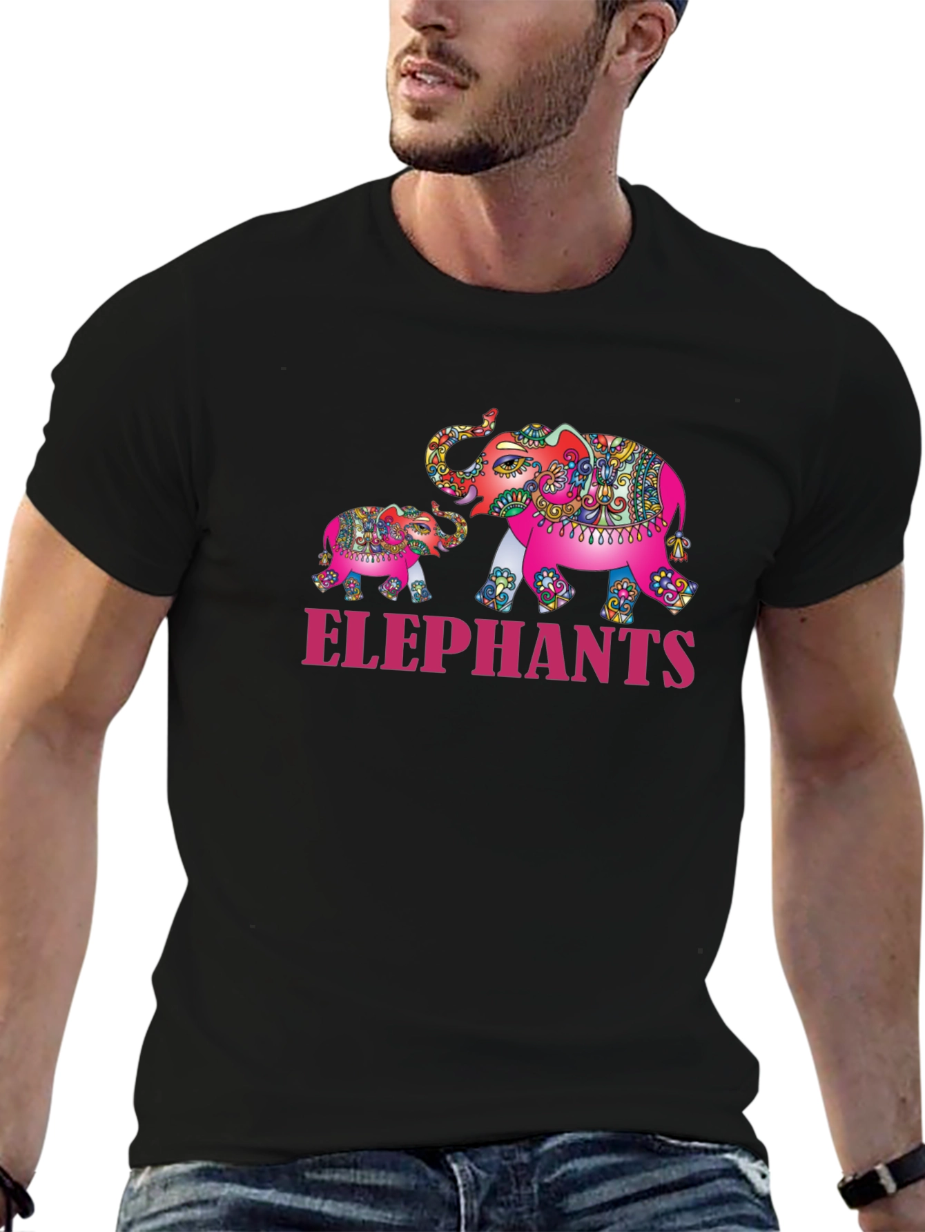Elephant Family Graphic Tee - Black