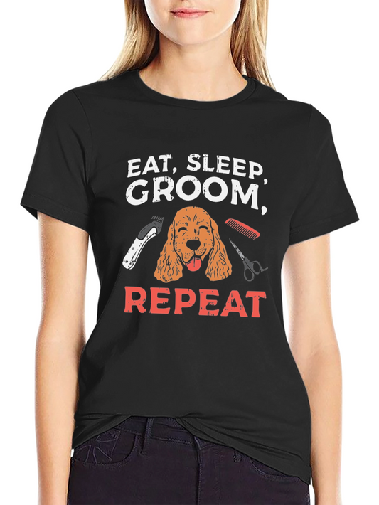 Eat Sleep Groom Repeat Dog T-Shirt