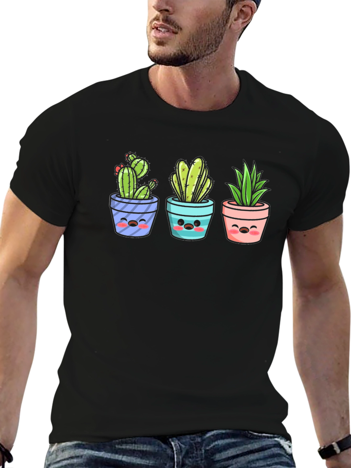 Kawaii Cactus T-Shirt: Cute Potted Plants Graphic Tee