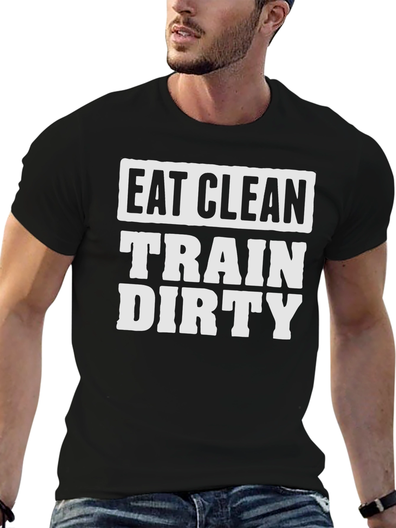 Eat Clean Train Dirty Black Graphic Tee