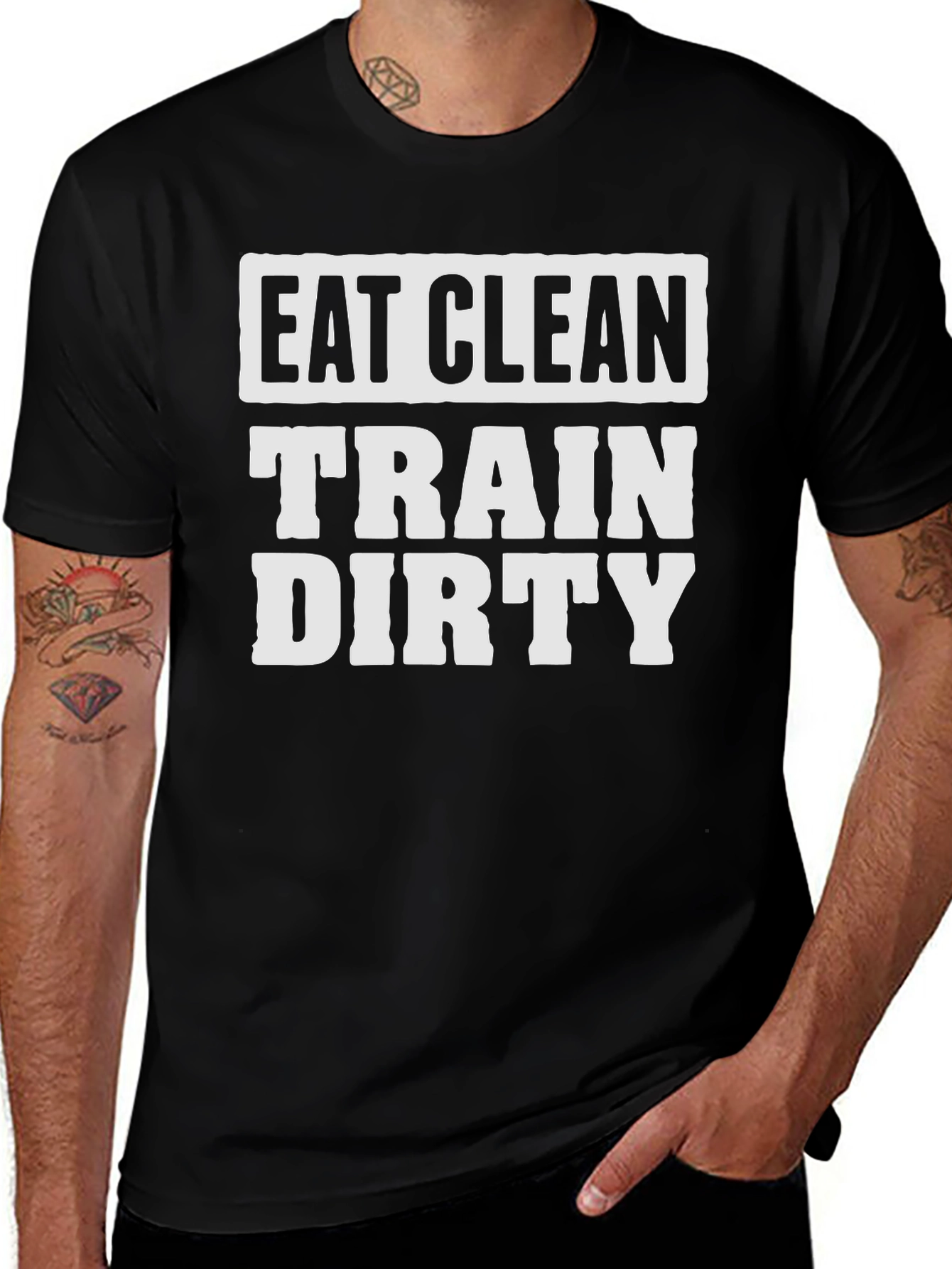 Eat Clean Train Dirty Black Graphic Tee