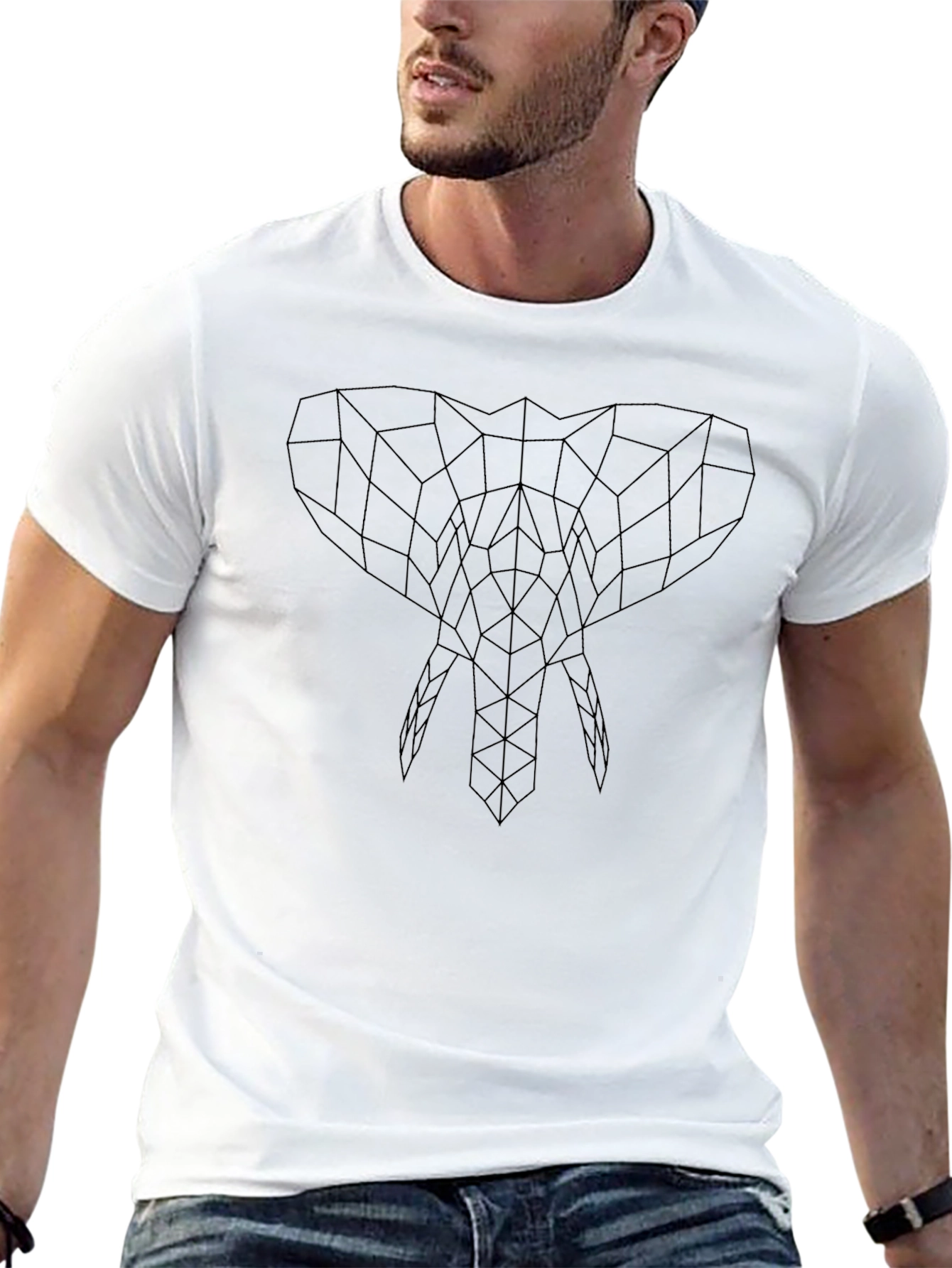 Geometric Elephant Black T-Shirt