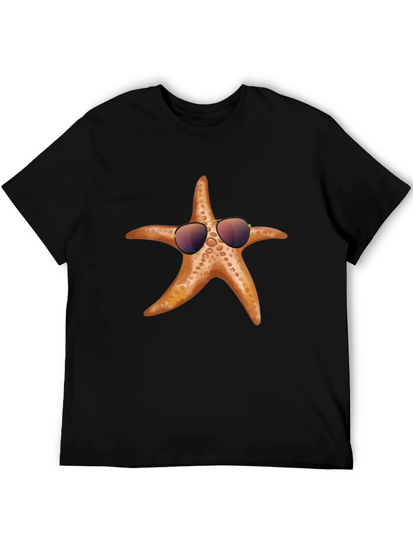 Cool Starfish Graphic Tee - Black Cotton T-Shirt