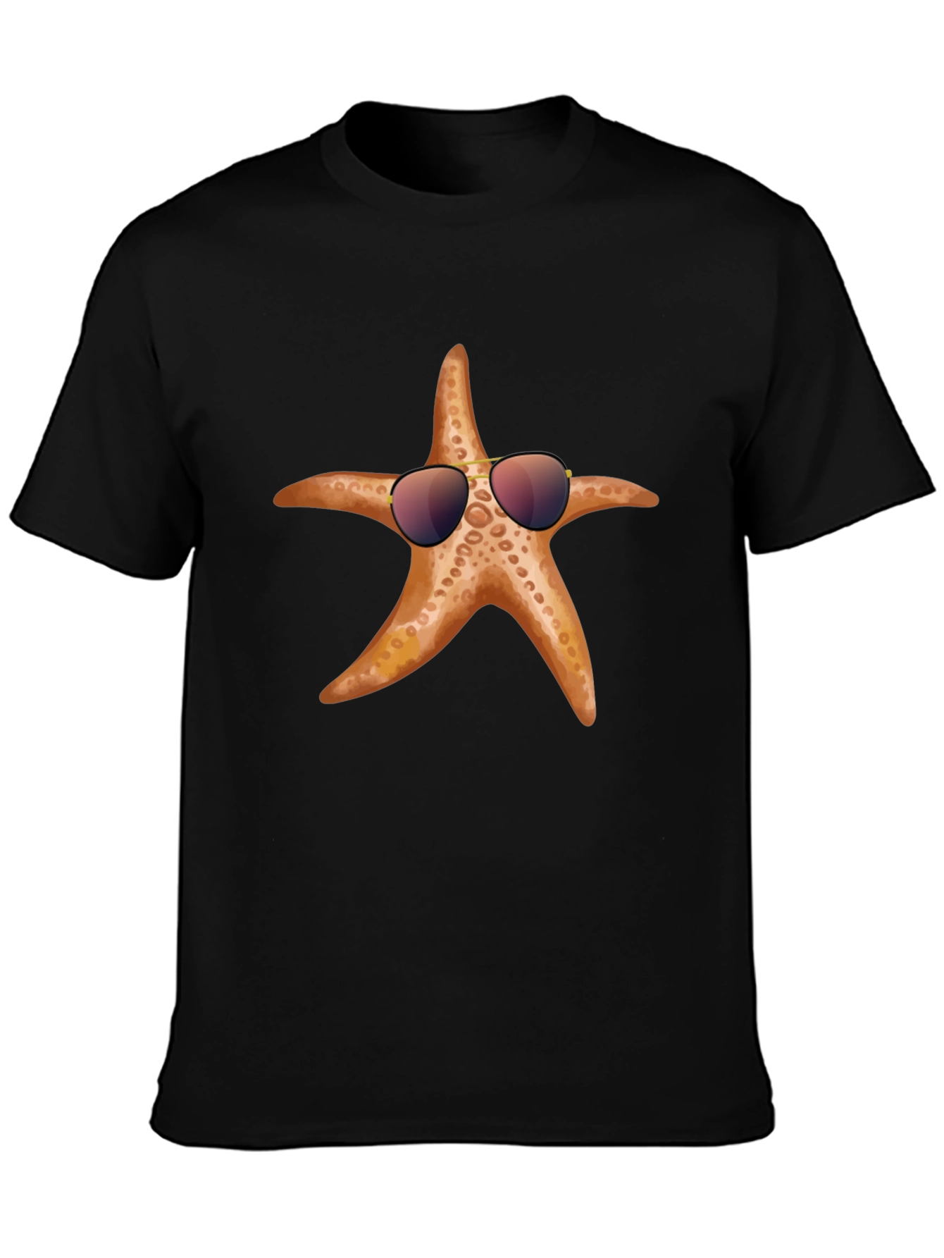Cool Starfish Graphic Tee - Black Cotton T-Shirt