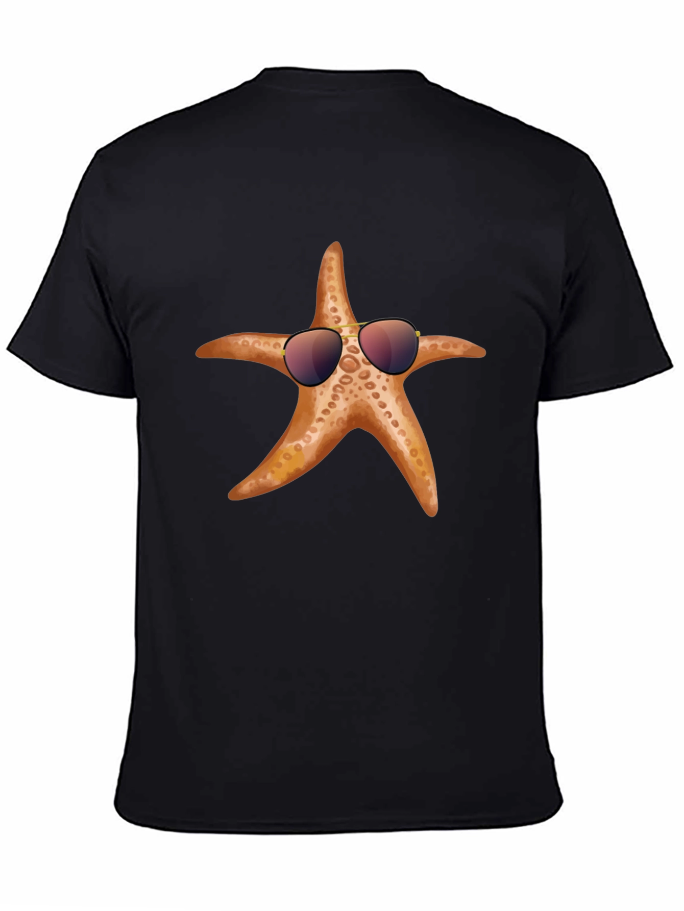 Cool Starfish Graphic Tee - Black Cotton T-Shirt